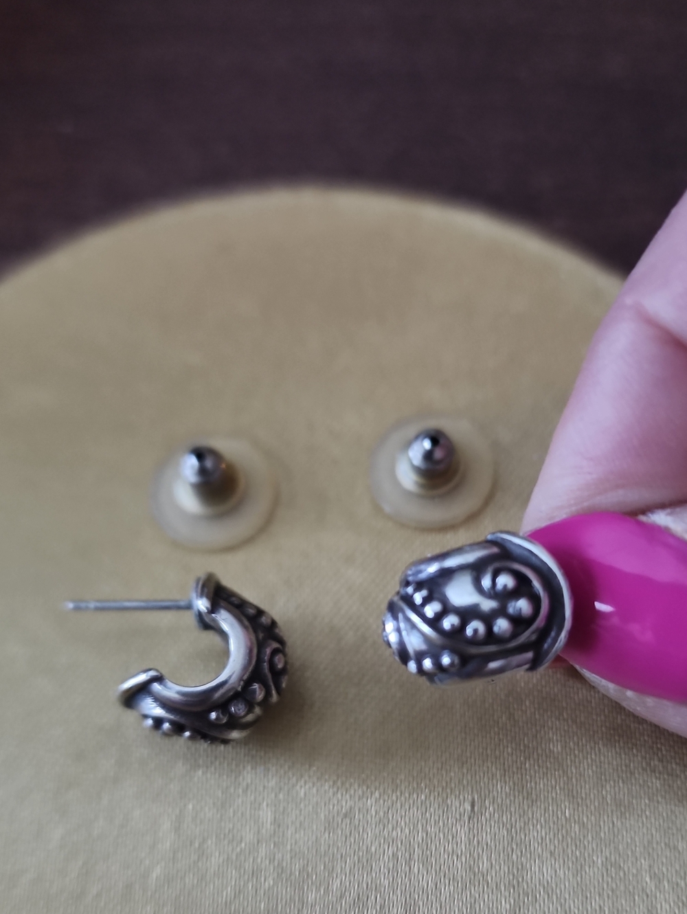Brighton Silver Textured Huggy Hoop Stud Earrings